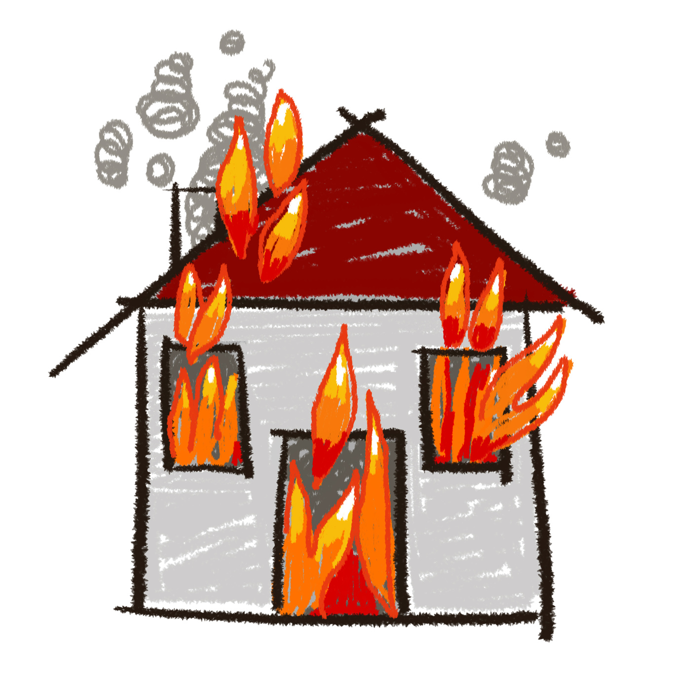 Дом с горящими окнами мультяшн