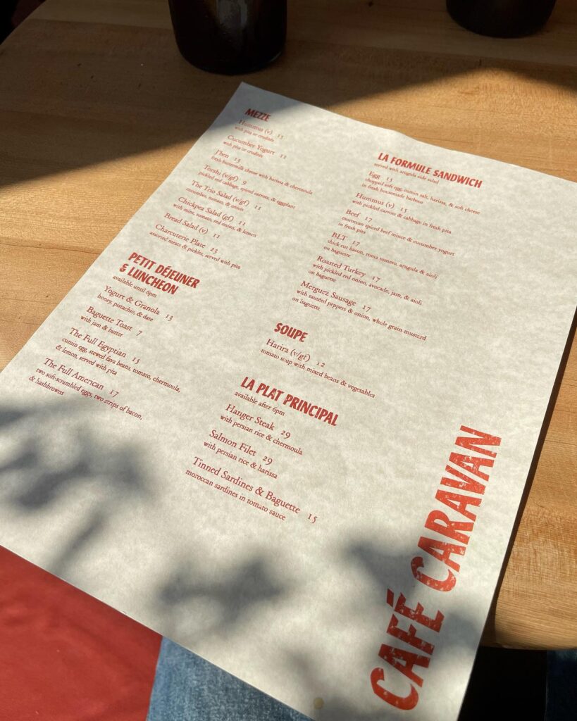 cafe carvan los feliz menu