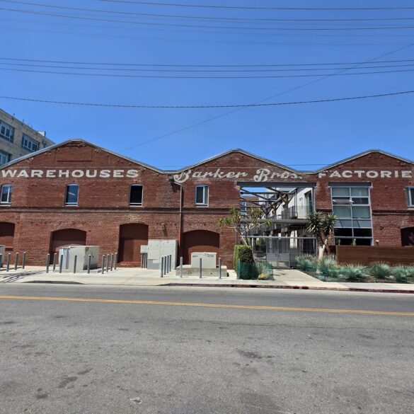 Outside the 100 year old Barker Brothers factory in The Arts District in DTLA