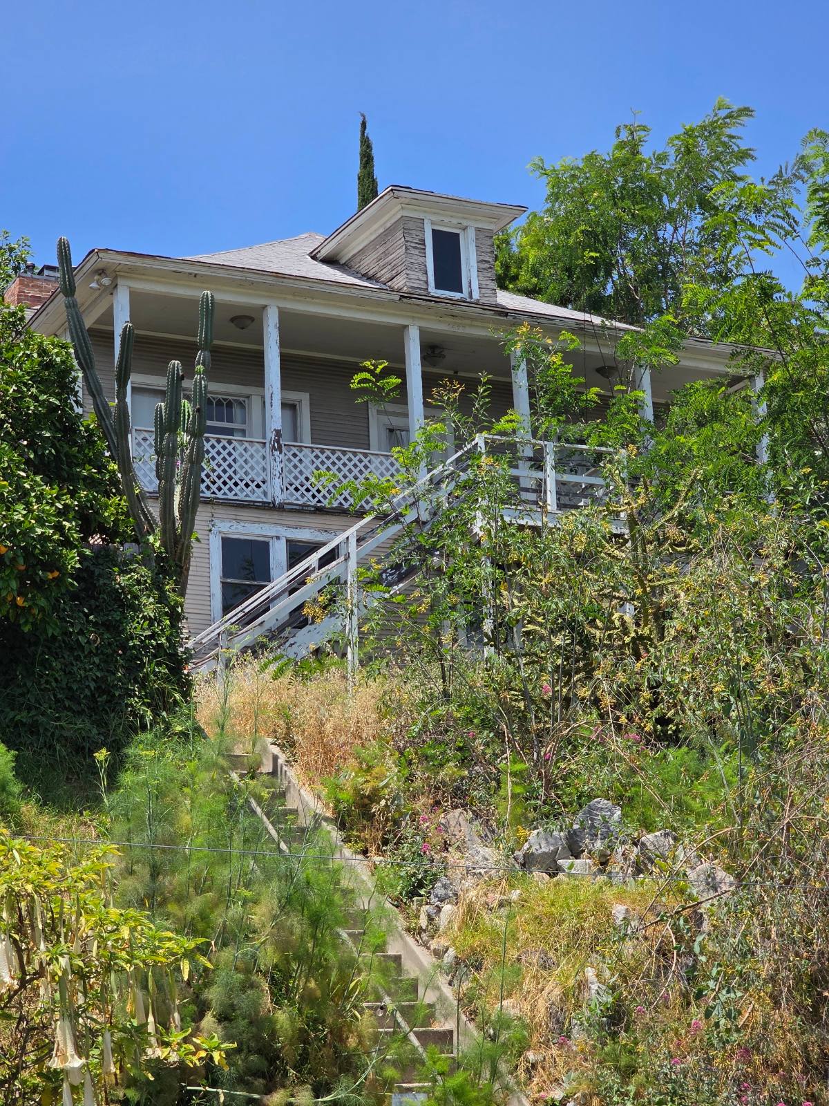 Older craftsman building on a Silver Lake hillside in Los Angeles